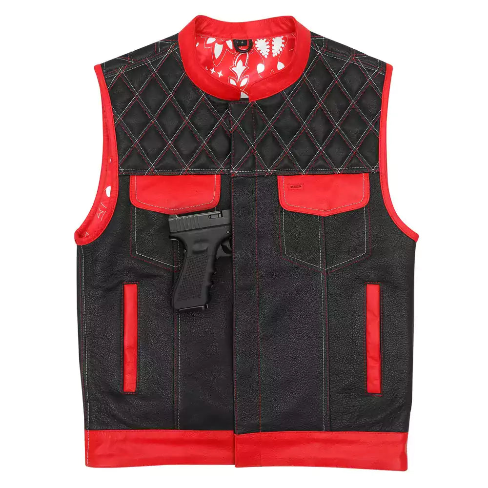 best diamond motorcycle vest black and  red