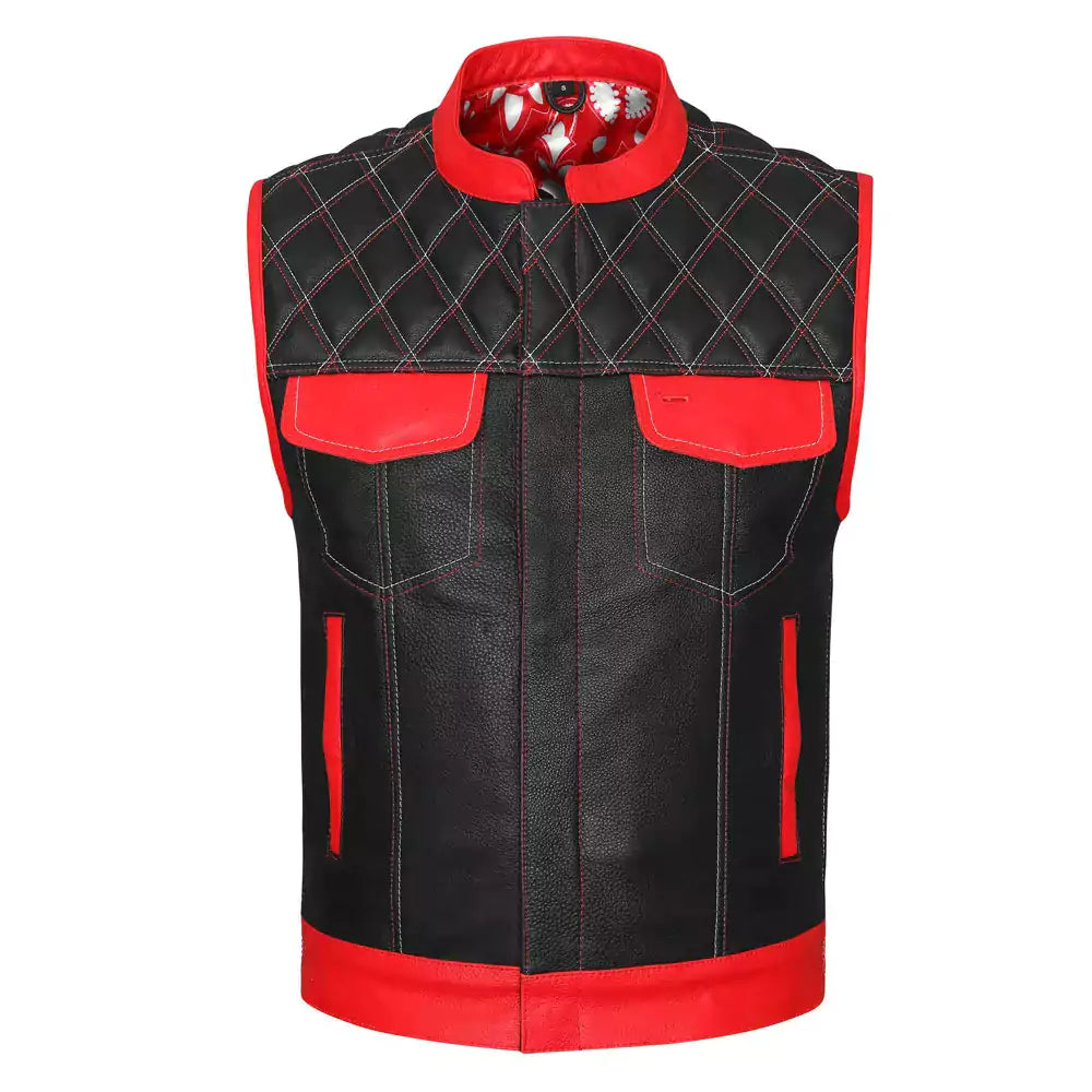 best diamond motorcycle vest black and  red