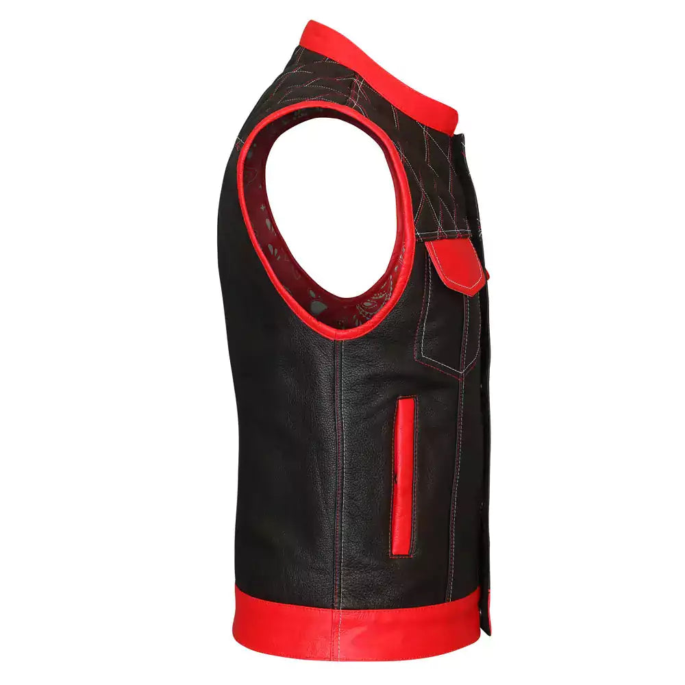 best diamond motorcycle vest black and  red