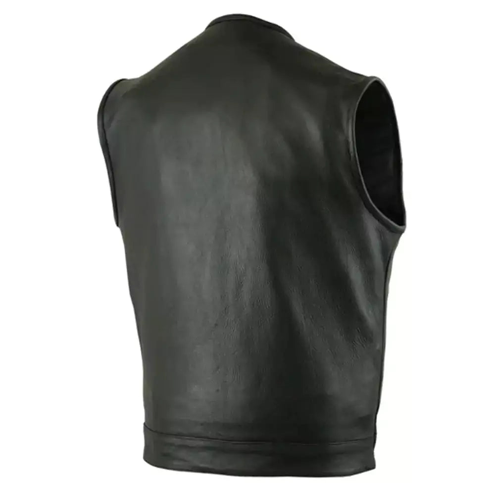 concealed snap closure, milled cowhide, without collar hidden zipper 