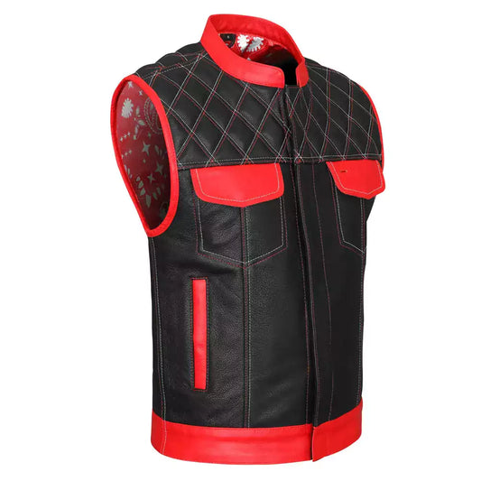 best diamond motorcycle vest black and  red