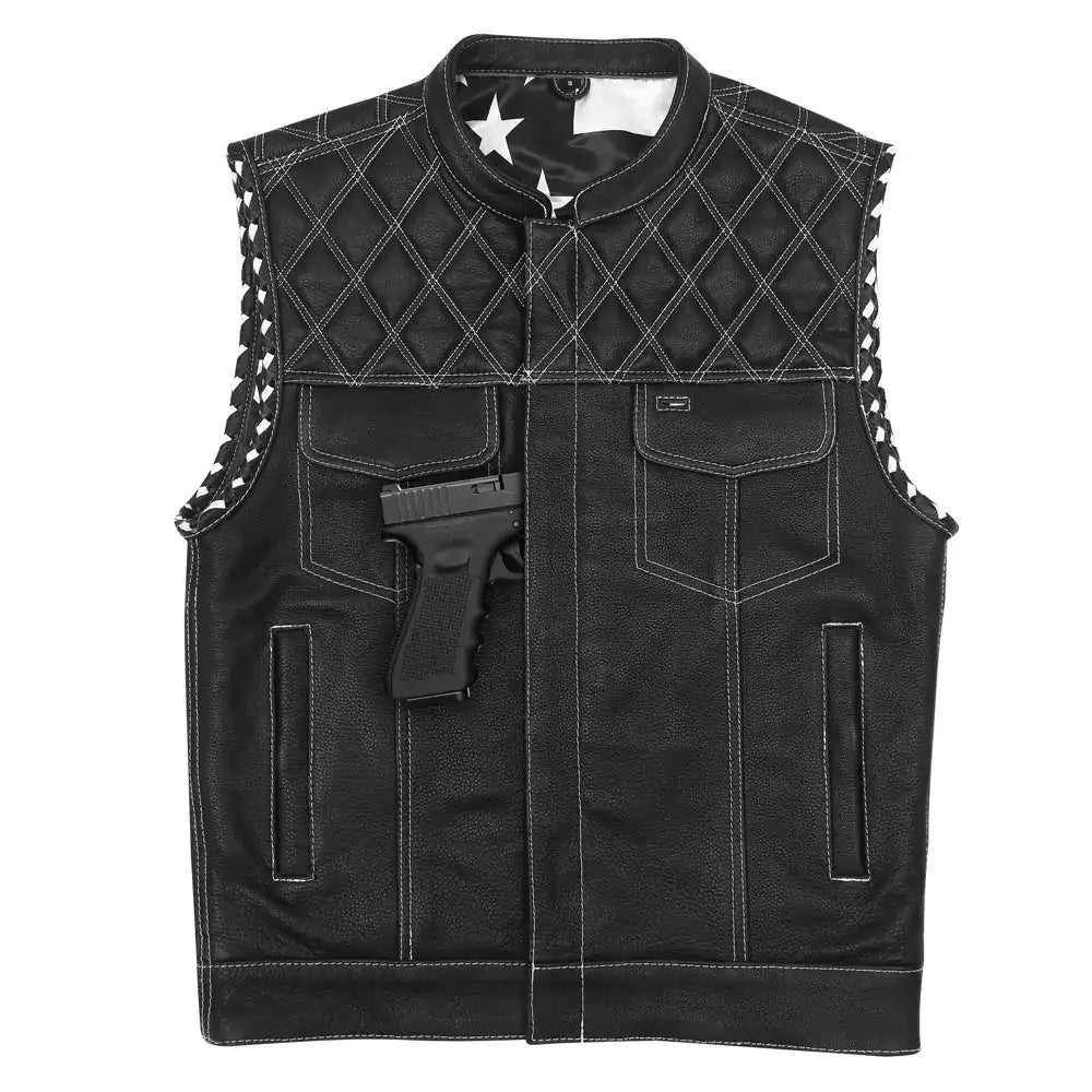 best diamond motorcycle vest white stitching