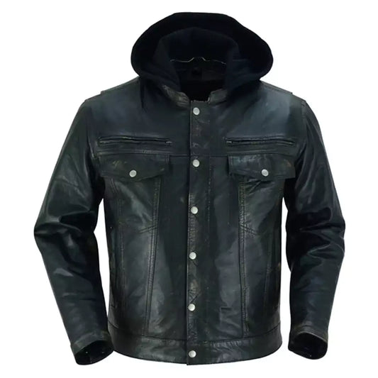 Men's Lightweight Drum Dyed Distressed Naked Lambskin Jacket MC10113