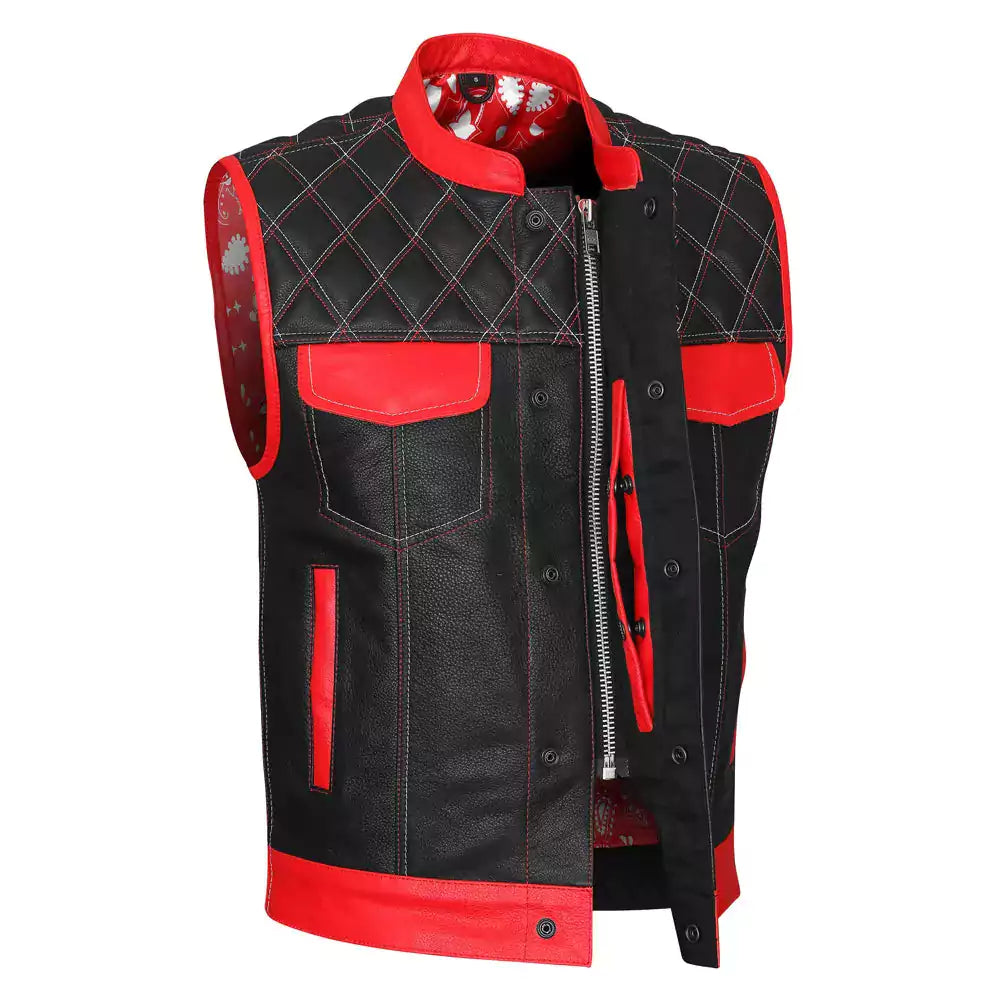 best diamond motorcycle vest black and  red