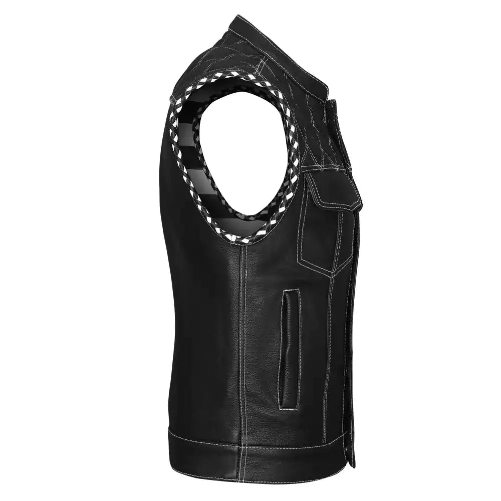 best diamond motorcycle vest white stitching