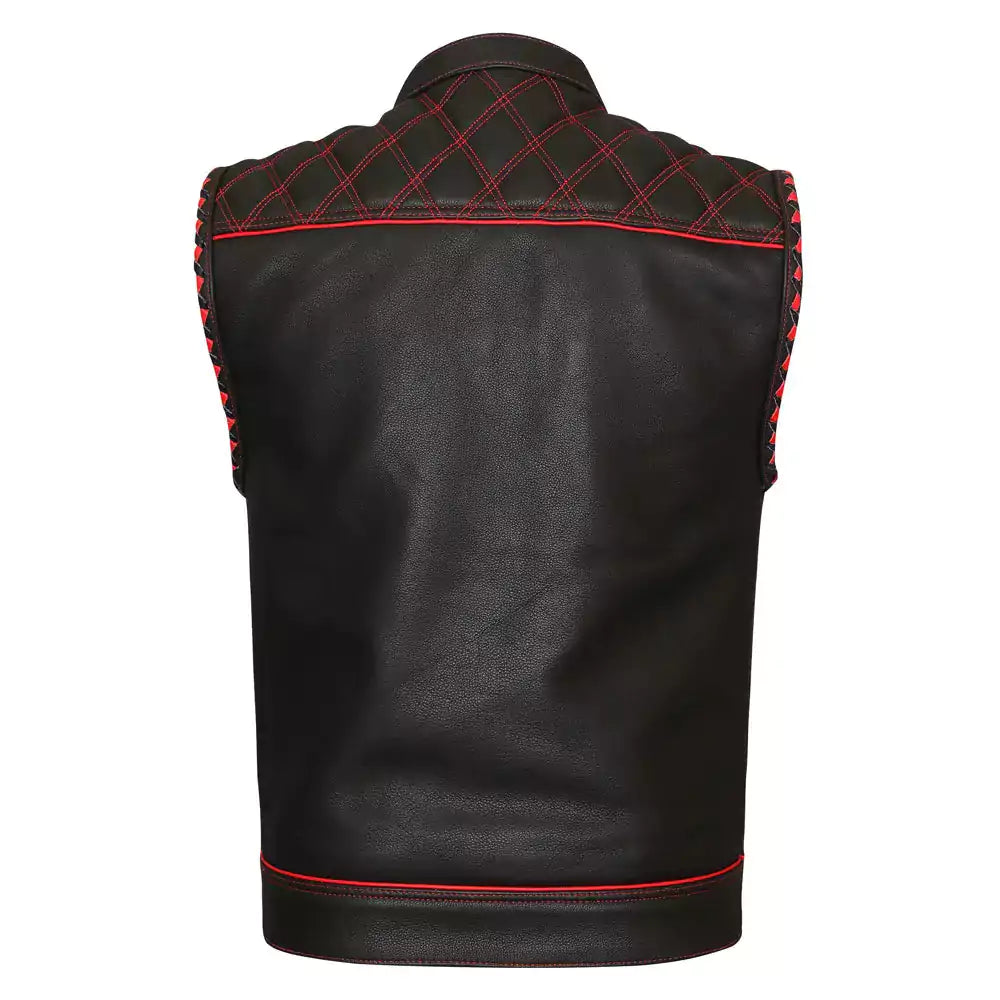 best diamond motorcycle vest with red stitching