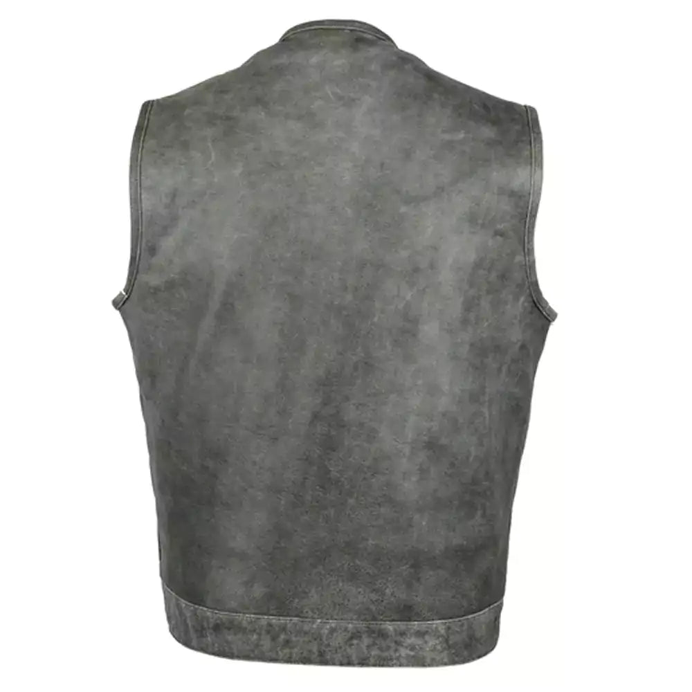 concealed snaps, premium naked cowhide, hidden zipper, with out collar - gray