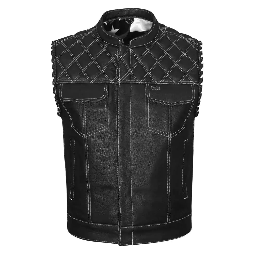 best diamond motorcycle vest white stitching