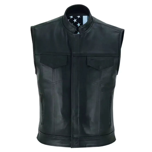 skull lining clover motorcycle vest mens black leather motorcycle vests for sale