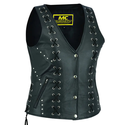 MC40121 WOMEN’S OPEN NECK VEST WITH LACING DETAILS