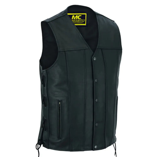 MC20102 TALL MEN’S TALL CLASSIC TAPERED BOTTOM BIKER LEATHER VEST