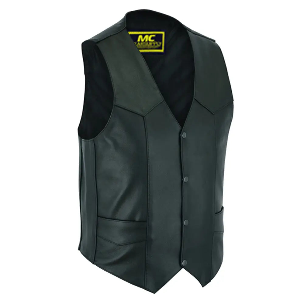 mens plain side economy vest mens black leather motorcycle vests for sale