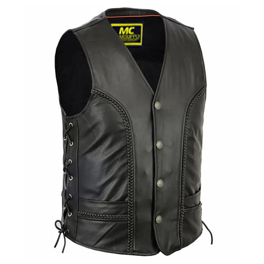 mens braided vest mens black leather motorcycle vests for sale