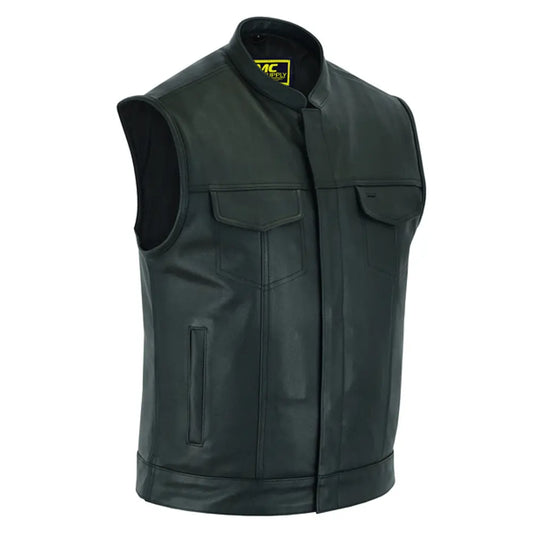 MC20151 CONCEALED SNAP CLOSURE, MILLED COWHIDE, SCOOP COLLAR & HIDDEN ZIPPER