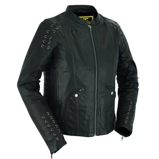 MC30113 WOMEN'S STYLISH JACKET WITH GROMMET AND LACING ACCENTS