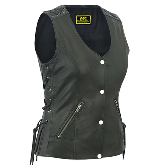 MC40111 WOMEN’S VEST WITH GROMMET AND LACING ACCENTS