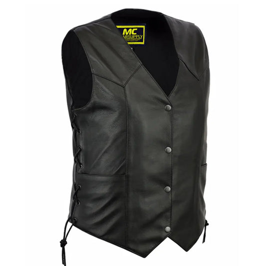 MC40115 SAULO PRO WOMENS LEATHER VEST WITH SIDE LACES