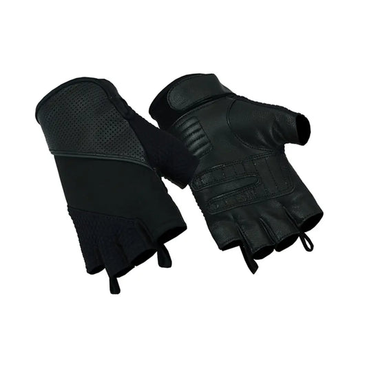 MC60110 LEATHER - TEXTILE FINGERLESS GLOVE