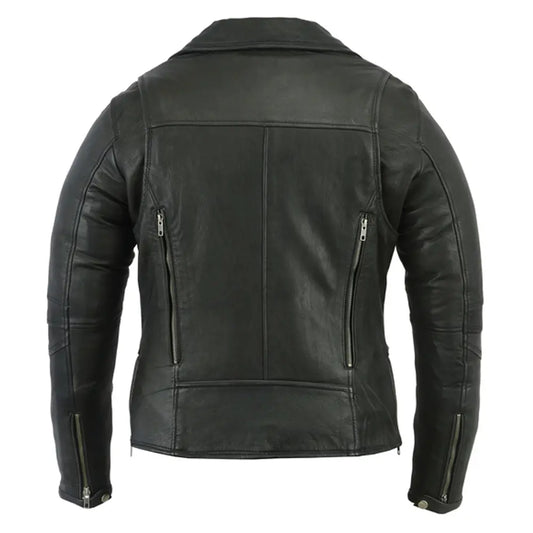 MC30102 WOMEN'S MODERN LONGER BELTLESS BIKER JACKET