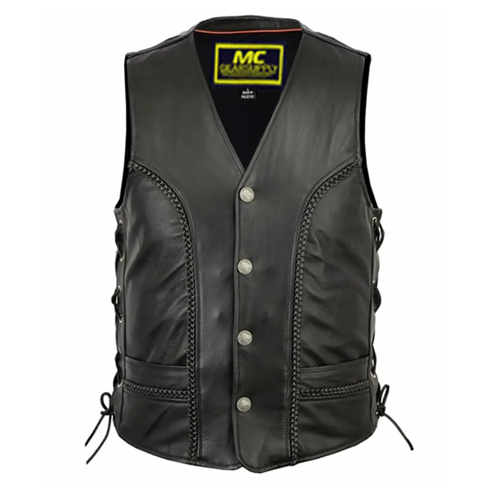 mens braided vest mens black leather motorcycle vests for sale