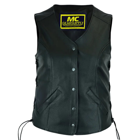 MC40113 WOMEN’S STYLISH LONGER BODY ¾ VEST – SIDE LACES